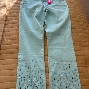 Jewel embellished cropped jeans